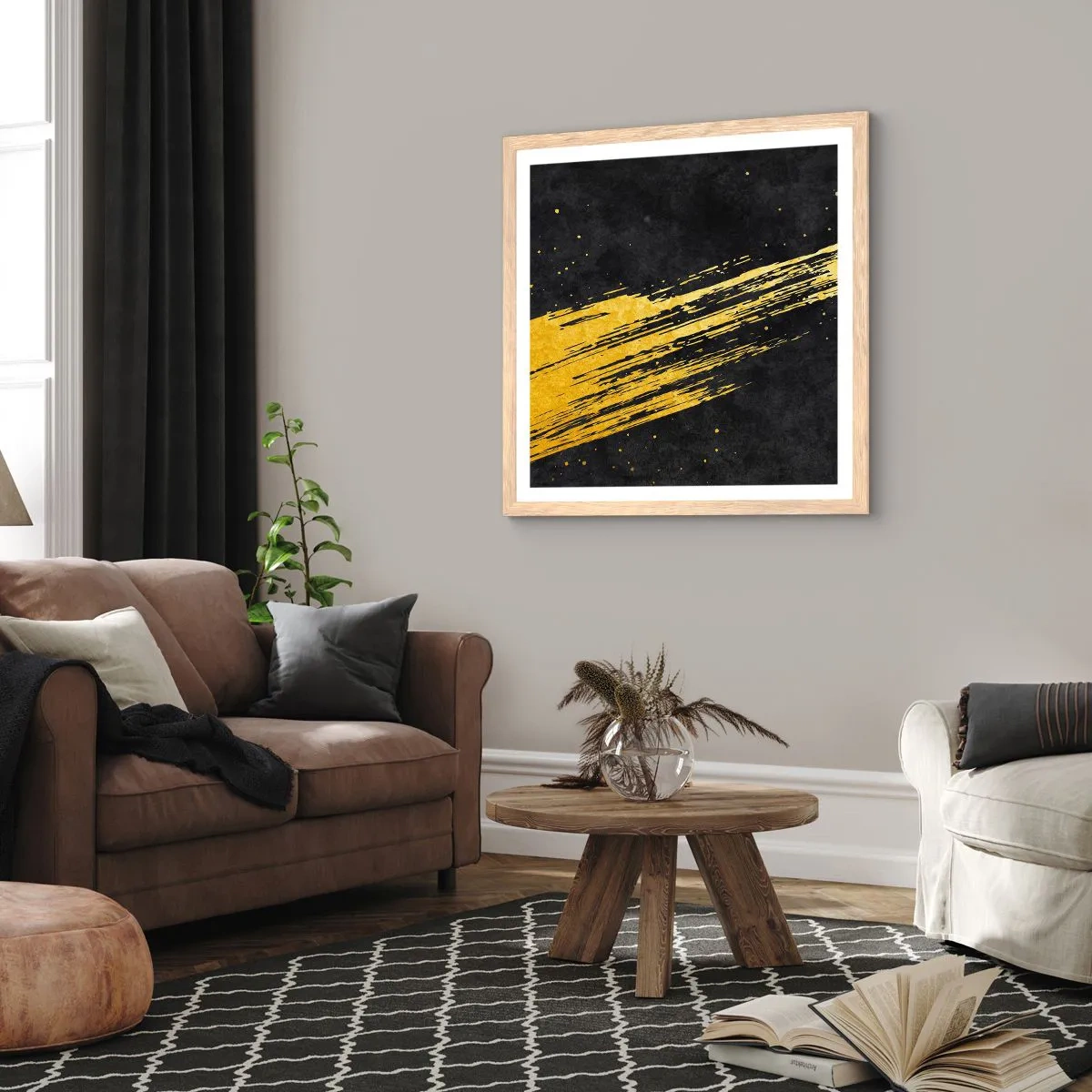 Een poster in een licht eiken lijst - Spring in hyperruimte - 60x60 cm