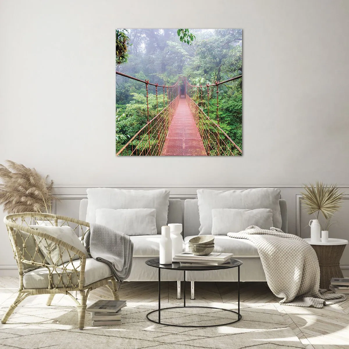 Schilderen op glas - Opgehangen over de kronen - 70x70 cm