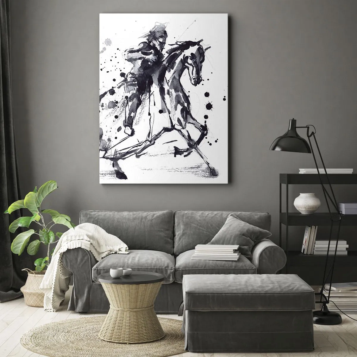 Schilderen op canvas - Zwarte ridder - 50x70 cm