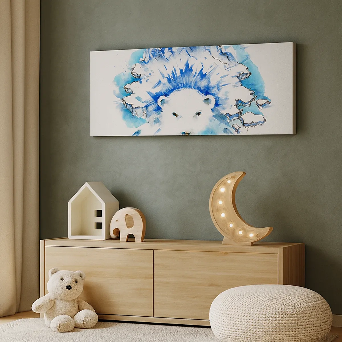 Schilderen op canvas - De koning van het Noordpoolgebied in een ijskroon - 30x30 cm