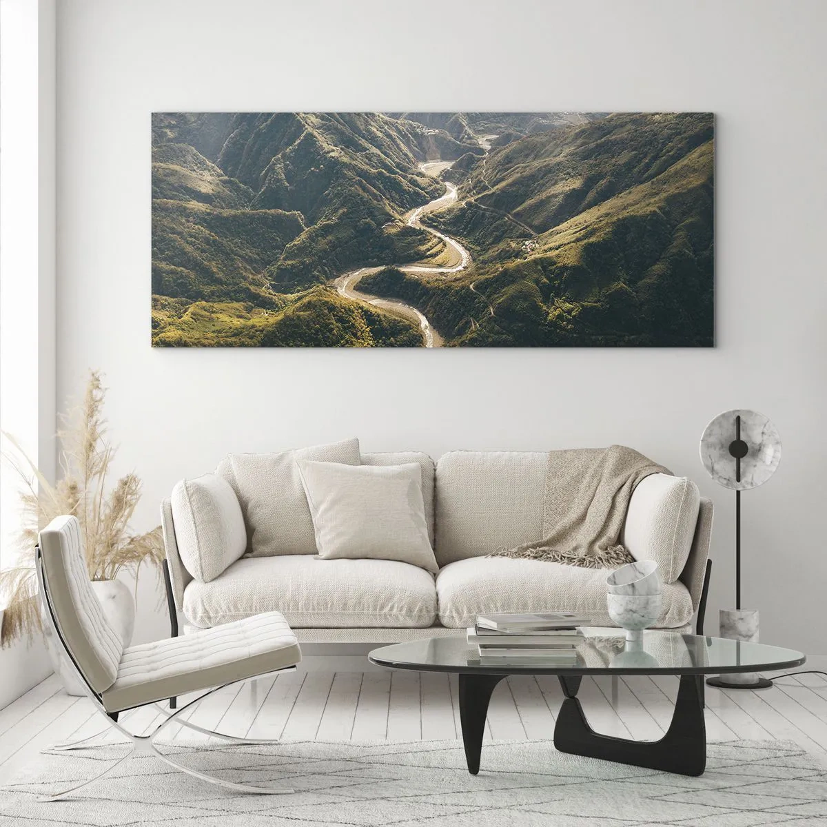 Schilderen op glas - Recht uit het hart van de bergen - 120x50 cm