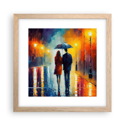 Een poster in een licht eiken lijst - Samen – een kleurrijke nacht - 30x30 cm
