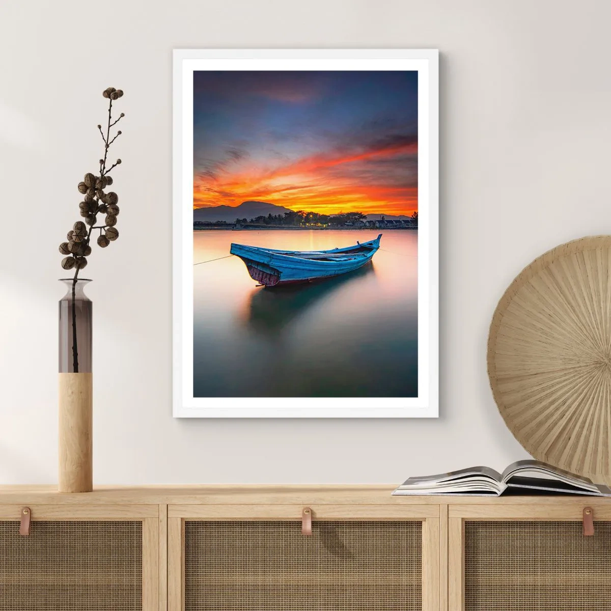 Poster in een witte lijst - Een goede nacht komt eraan - 61x91 cm