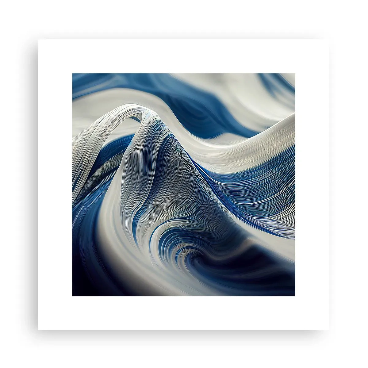 Poster - De vloeibaarheid van blauw en wit - 30x30 cm