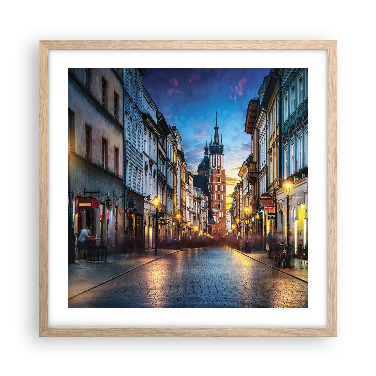Een poster in een licht eiken lijst - Charme van Krakau - 50x50 cm