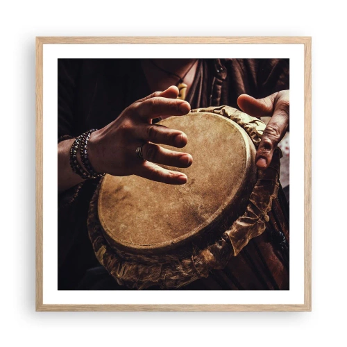 Een poster in een licht eiken lijst - Op het ritme van het hart - 60x60 cm