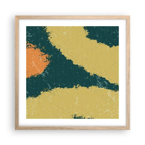 Een poster in een licht eiken lijst - Abstractie – langzame beweging - 50x50 cm