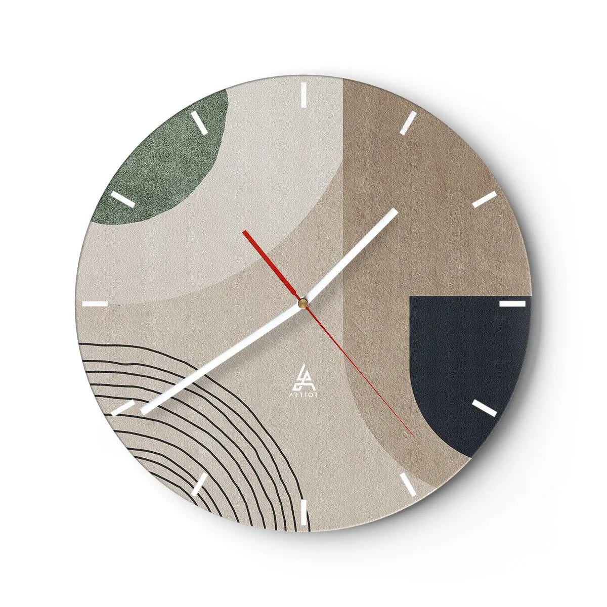 Wandklok - Klok - Ingetogen ovale vormen met bogen en aardse tinten - 30x30cm - De zachtheid van het ovaal - Moderne wanddecoratie voor woonkamer, keuken en slaapkamer ARTTOR