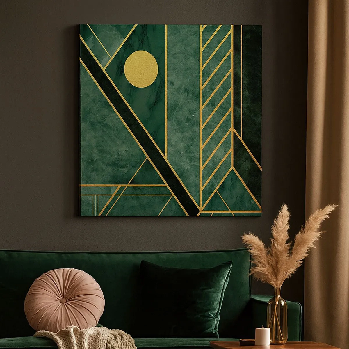 Schilderen op canvas - Dynamiek van goud en azuur - 30x30 cm