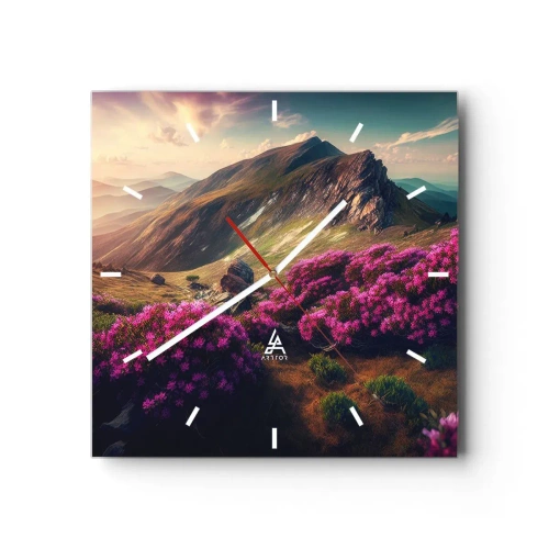 Wandklok - Klok - Zomer in de bergen - 30x30 cm