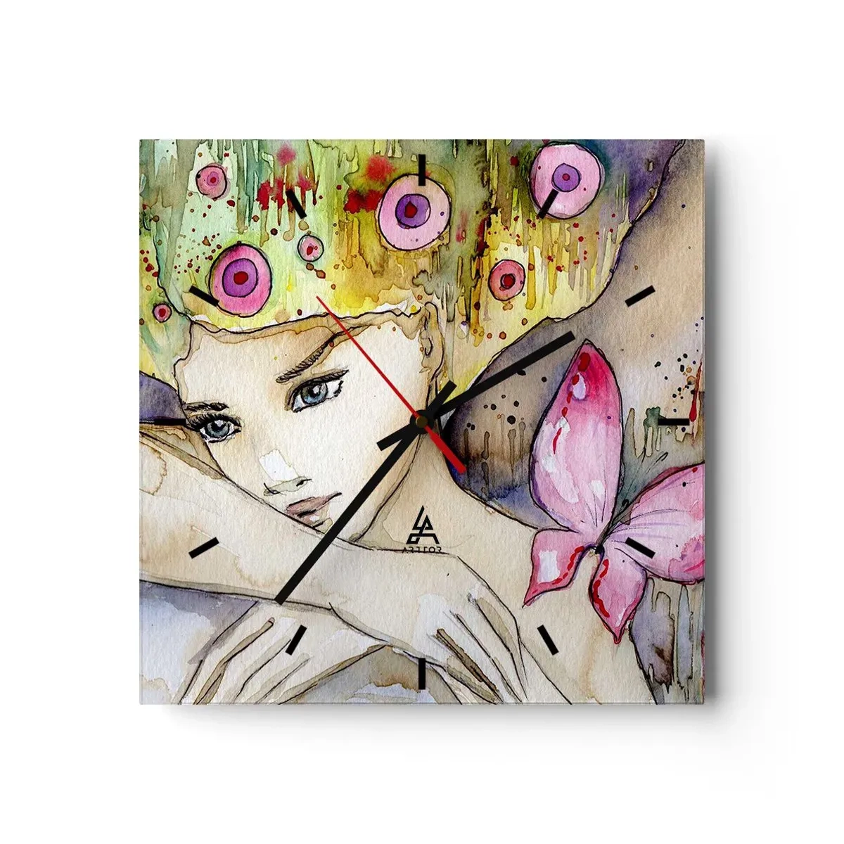Wandklok - Klok - Vlinderprinses - 30x30 cm