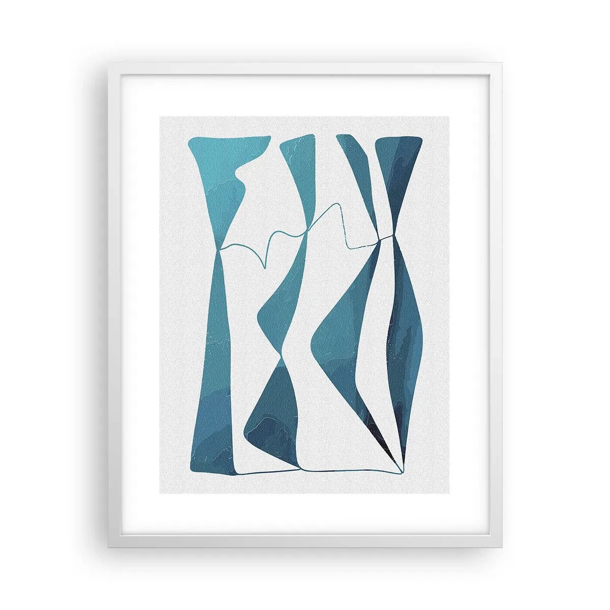 Poster in een witte lijst - Abstractie: turquoise verbinding - 40x50 cm