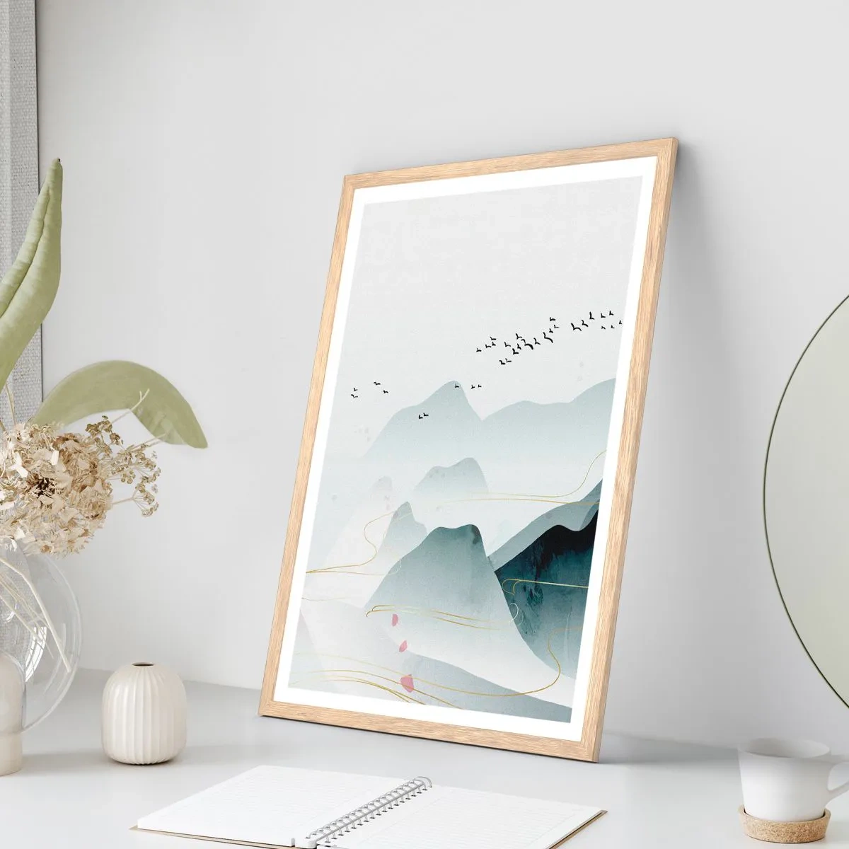 Een poster in een licht eiken lijst - Over de toppen - 40x50 cm