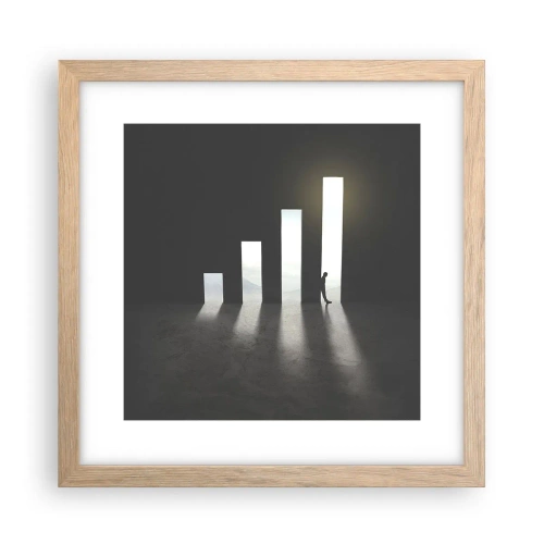 Een poster in een licht eiken lijst - Succes - impressie - 30x30 cm
