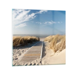 Schilderen op glas - Achter het duin, in het ruisen van gras - 30x30 cm