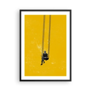 Poster in een zwarte lijst - Minimalistische afbeelding met een personage op een schommel - 50x70cm - Dag als iedere dag - Moderne wanddecoratie voor woonkamer en slaapkamer ARTTOR