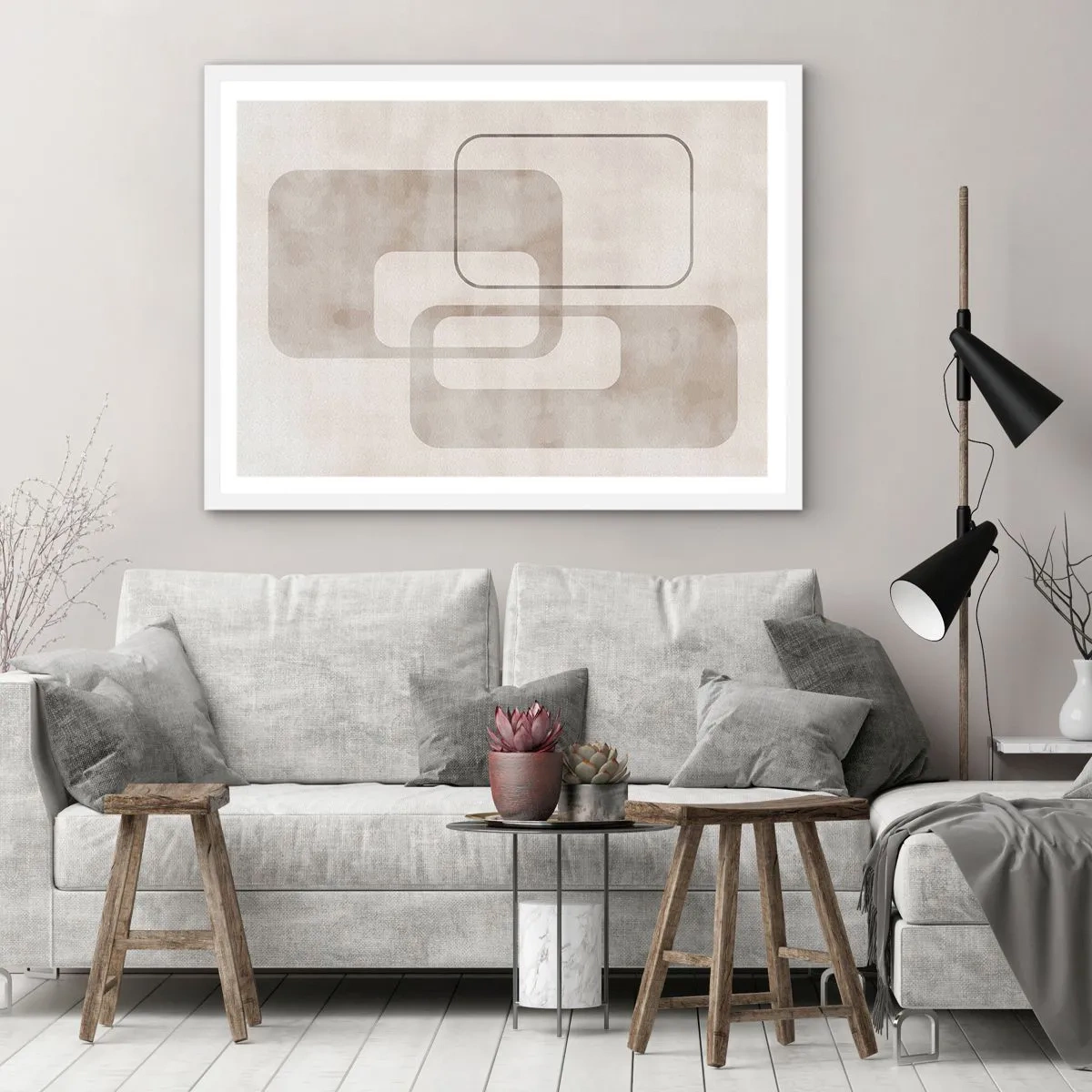 Poster in een witte lijst - Geometrische voeg - 40x30 cm