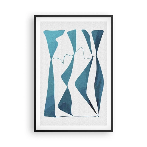 Poster in een zwarte lijst - Abstractie: turquoise verbinding - 61x91 cm