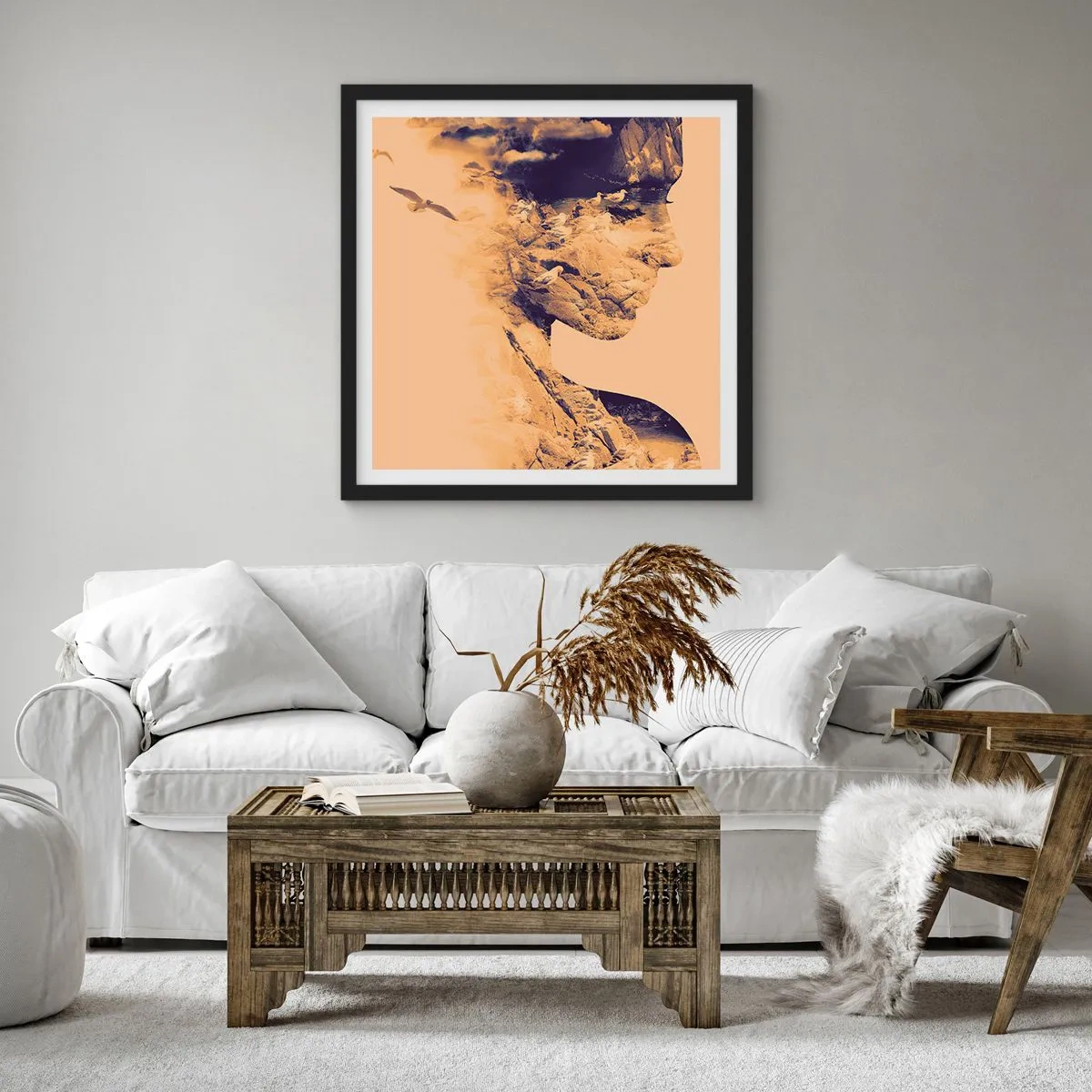 Poster in een zwarte lijst - Van nature mooi - 30x30 cm