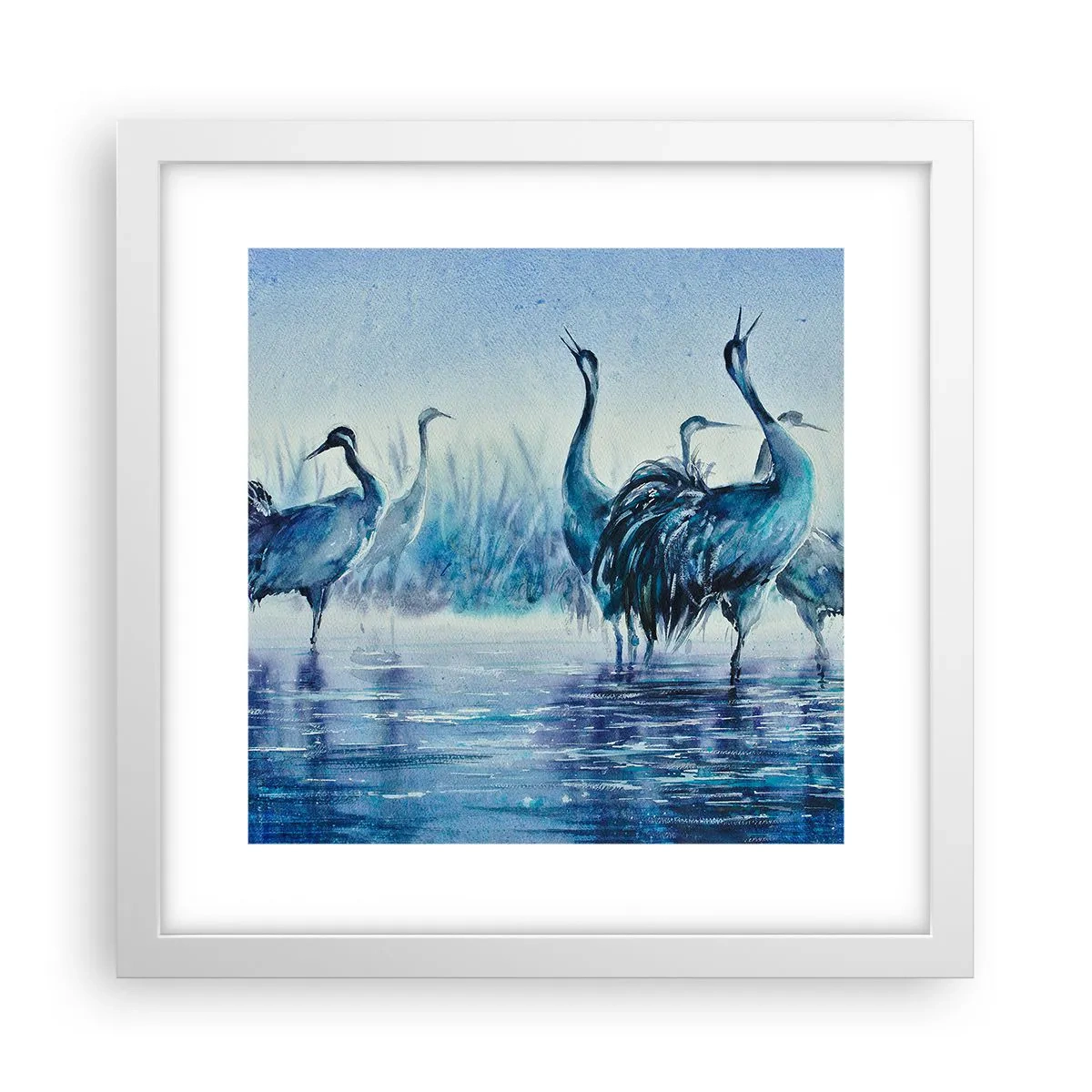 Poster in een witte lijst - Ochtendvergadering - 30x30 cm