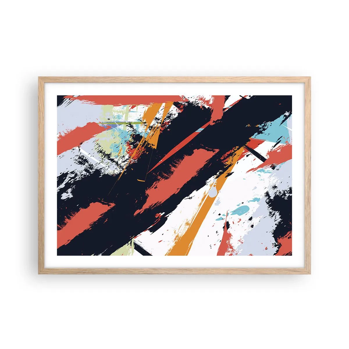 Een poster in een licht eiken lijst - Dynamische compositie - 70x50 cm
