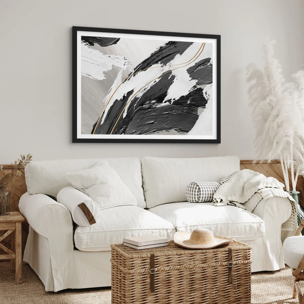 Poster in een zwarte lijst - Abstractie op grote schaal - 100x70 cm