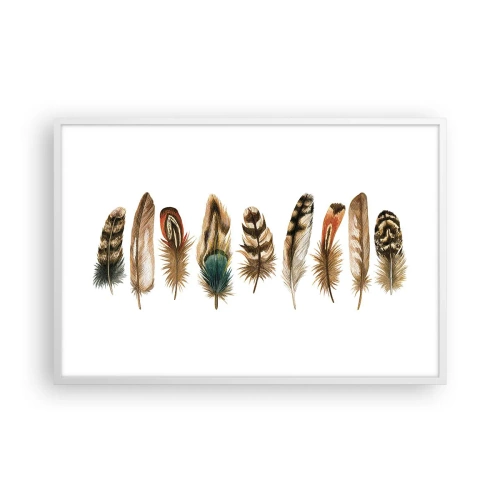 Poster in een witte lijst - Een gevederde variatie - 91x61 cm