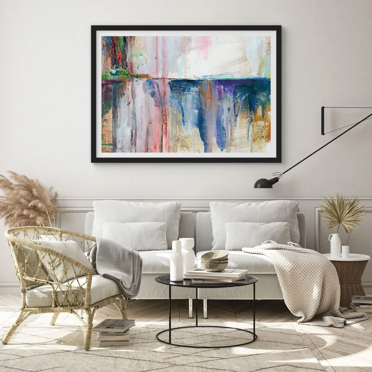 Poster in een zwarte lijst - Kleurrijke impressies en associaties - 50x40 cm