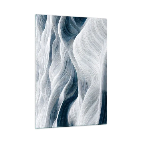 Schilderen op glas - Witte en blauwe golven - 50x70 cm