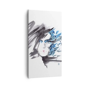 Schilderen op canvas - Sensueel portret in grijs en blauw - 55x100 cm