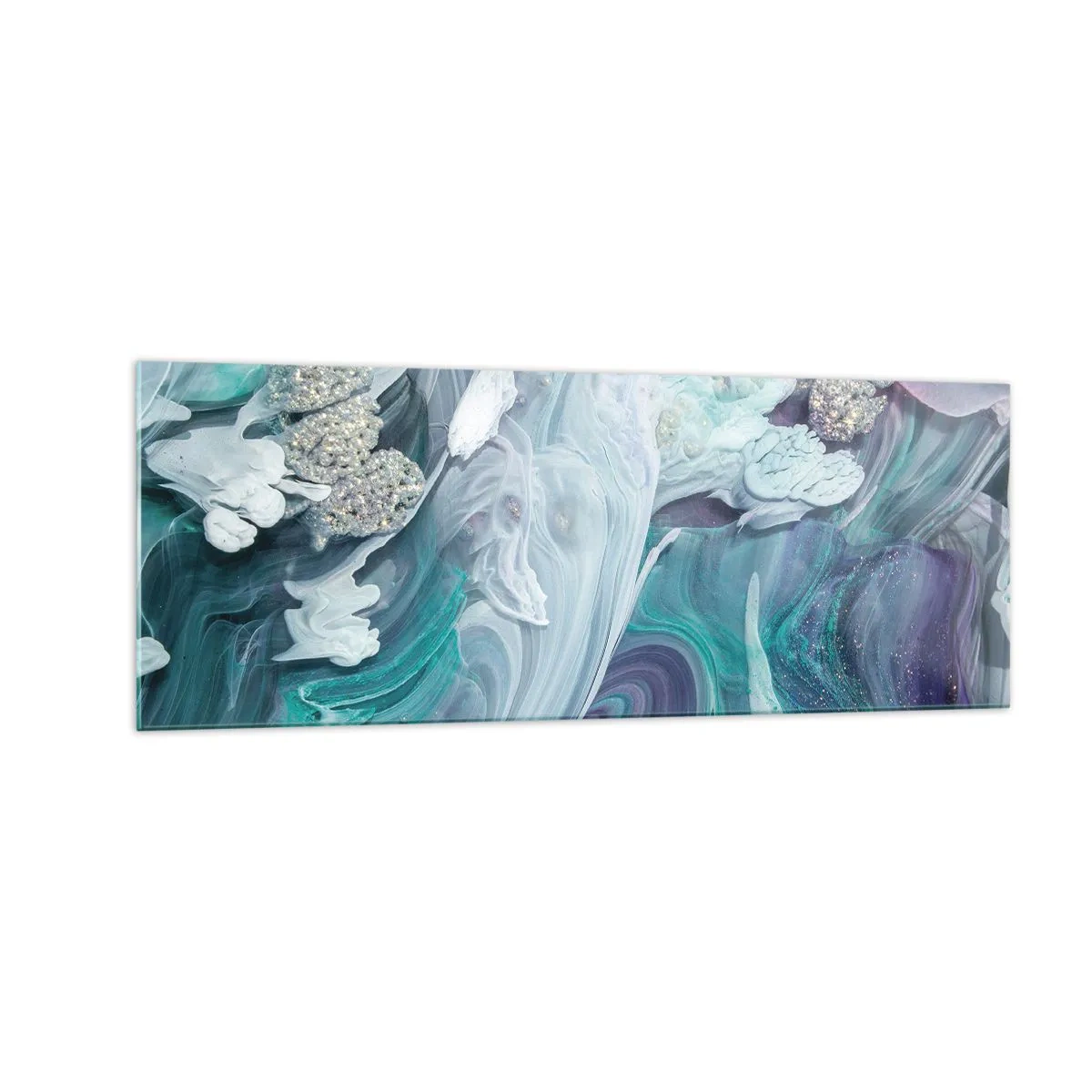 Schilderen op glas - Stromingen van hemelsblauw - 140x50 cm