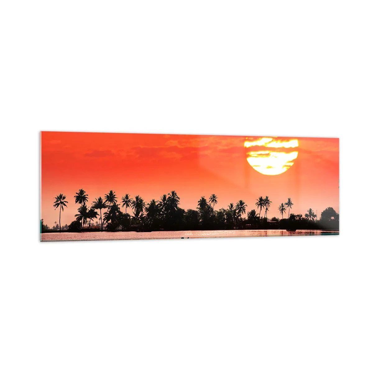 Schilderen op glas - De rust van de tropen bij zonsondergang - 160x50 cm