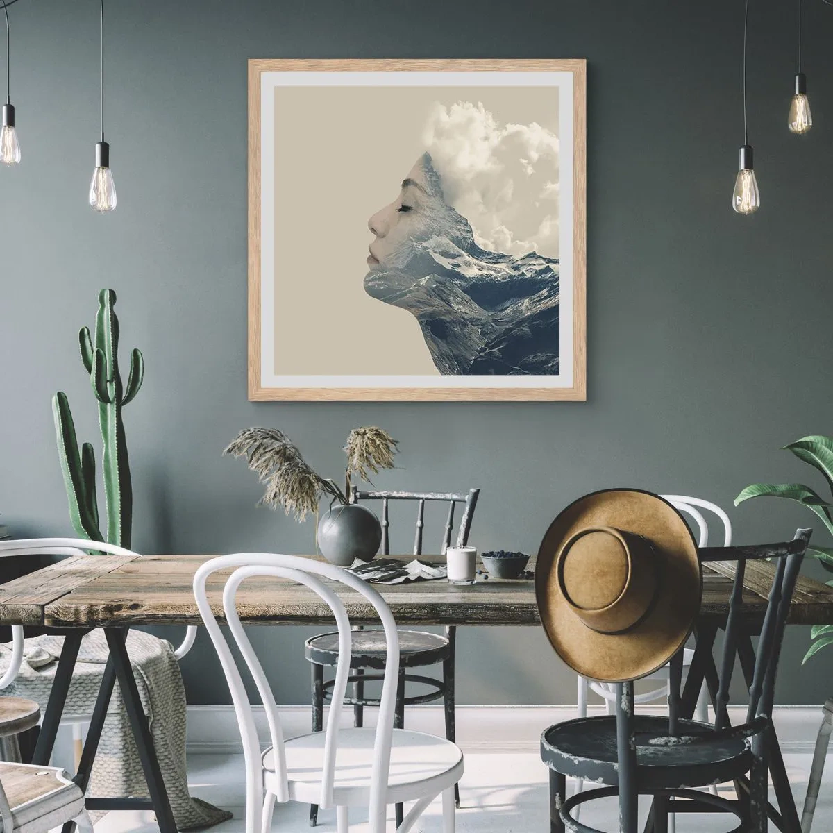 Een poster in een licht eiken lijst - De schoonheid van de elementen - 40x40 cm