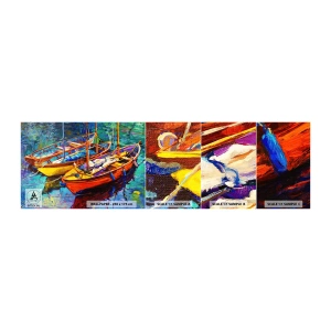 Fotobehang Monster Zelfklevend Deluxe Sticker - Op water vol met kleuren - Łódź, Zeilboot, Zee - 100x30 cm