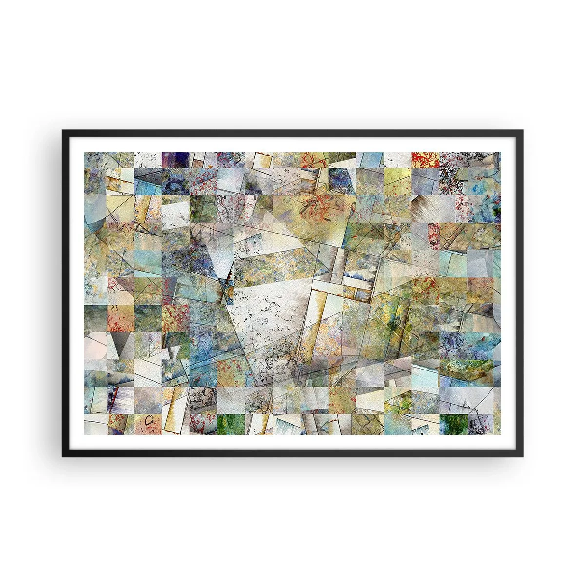 Poster in een zwarte lijst - Geometrische schuifeling - 100x70 cm