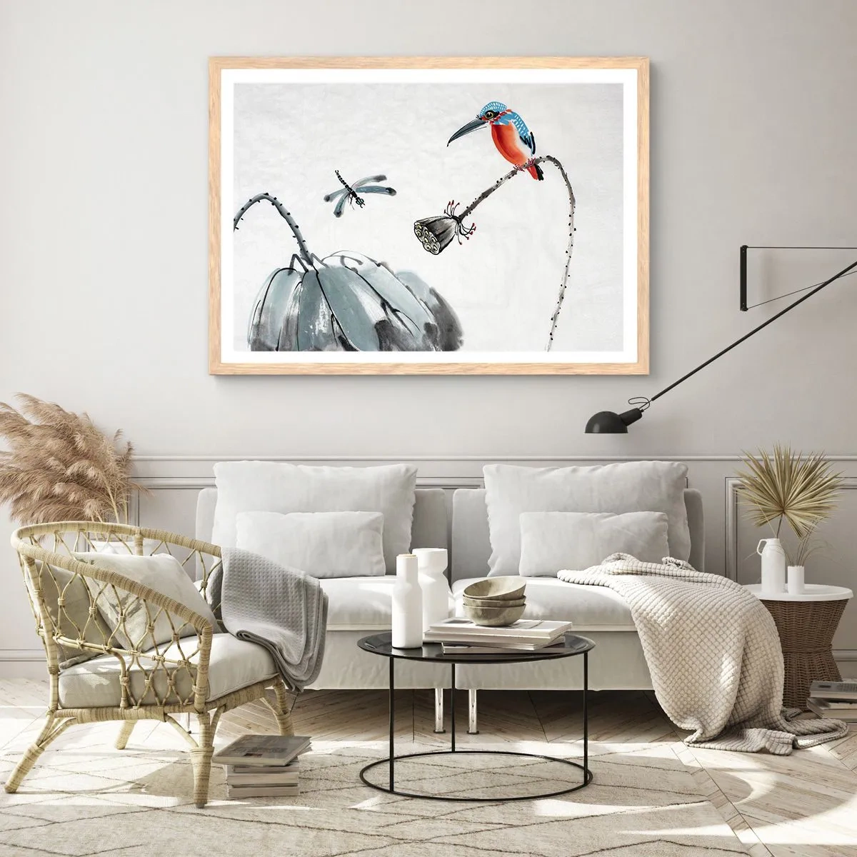 Een poster in een licht eiken lijst - Het leven van de weide - 100x70 cm