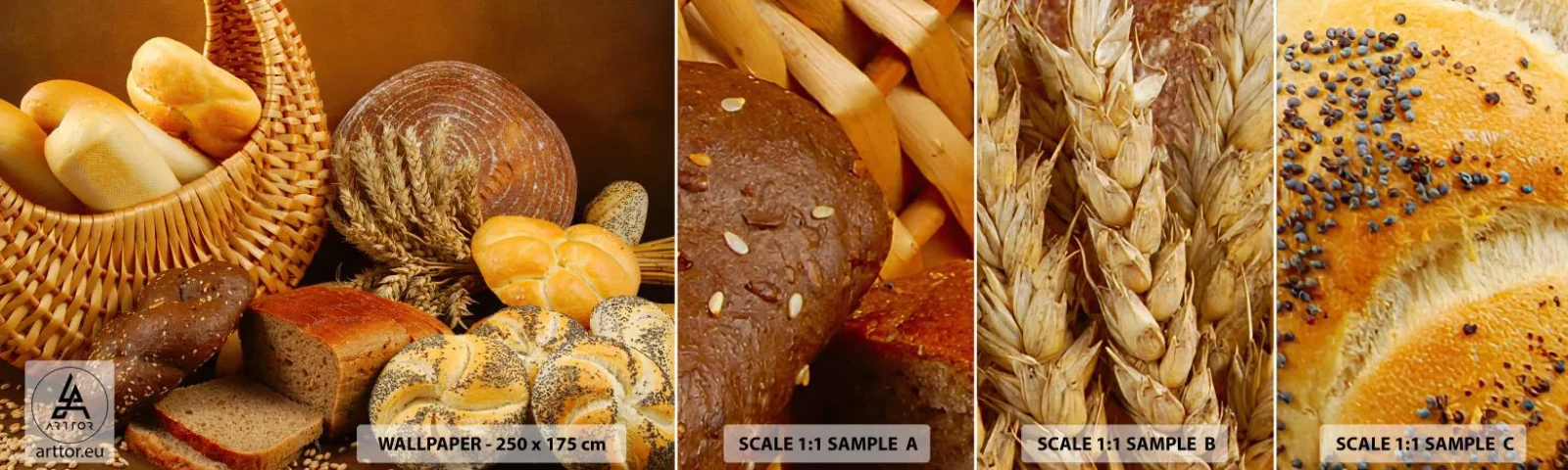 Fotobehang Staaltje Standard Eco - We kwamen er weer mee weg - Gastronomie, Brood, Brood - 100x30 cm