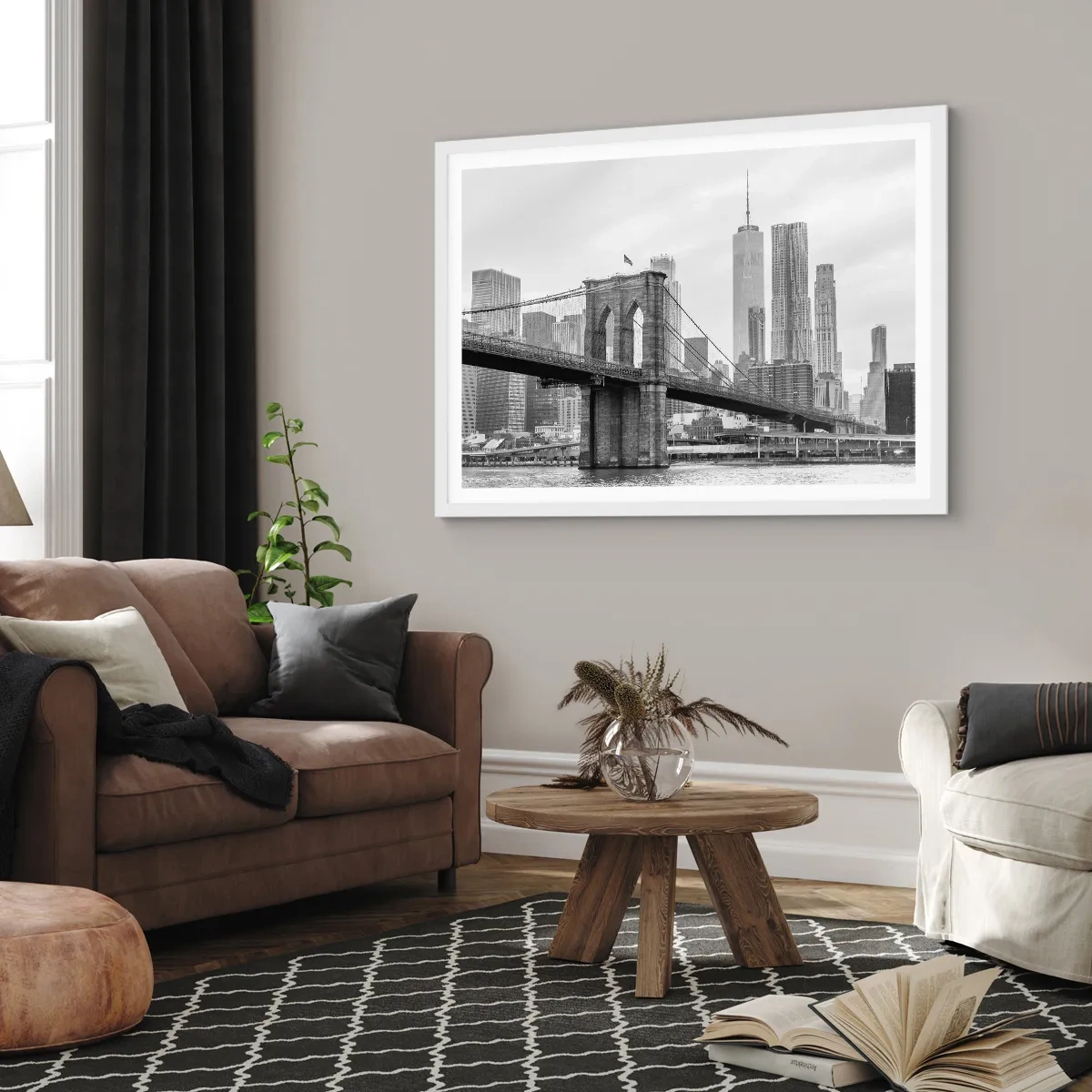 Poster in een witte lijst - New Yorkse sfeer - 91x61 cm