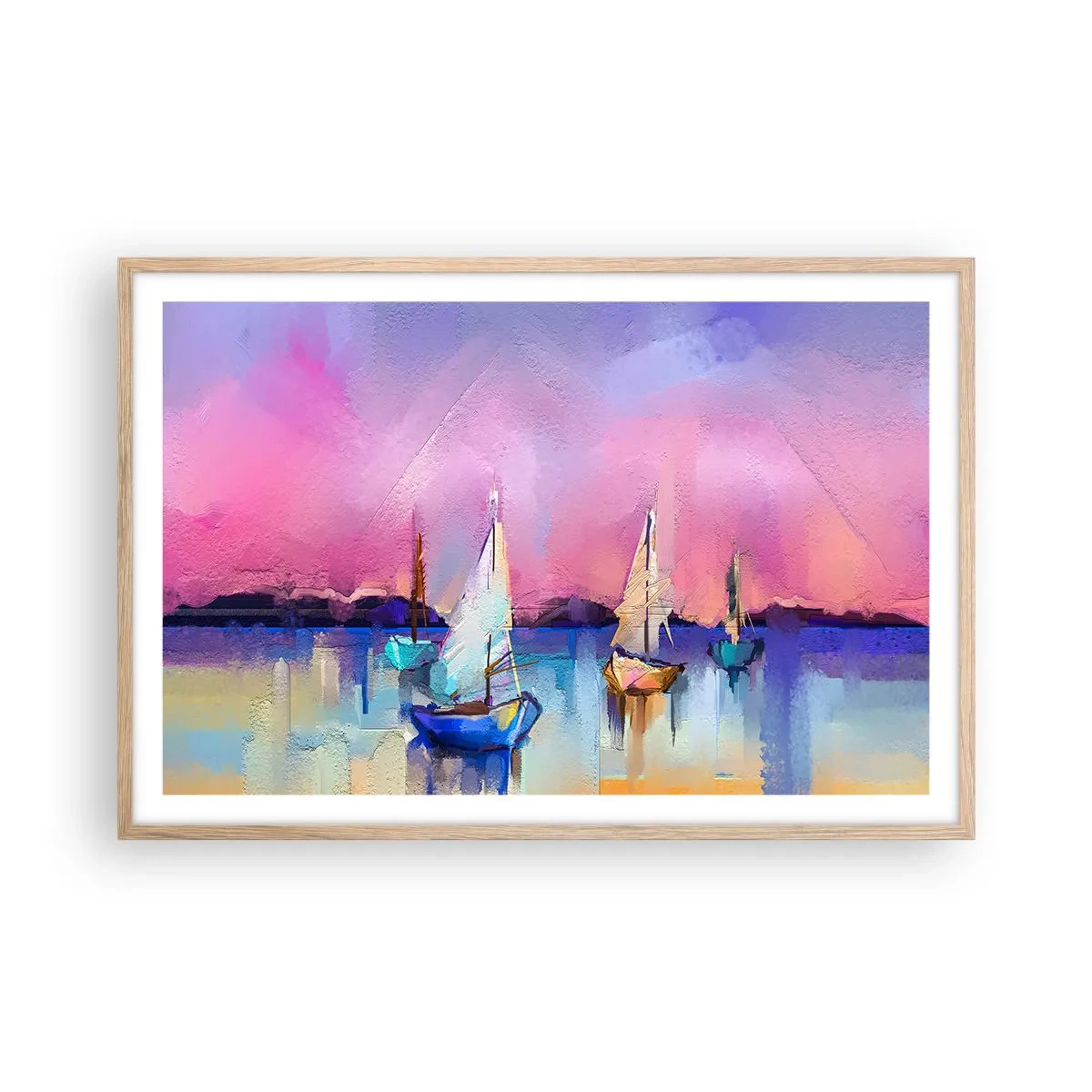 Een poster in een licht eiken lijst - Richting: breed water - 91x61 cm