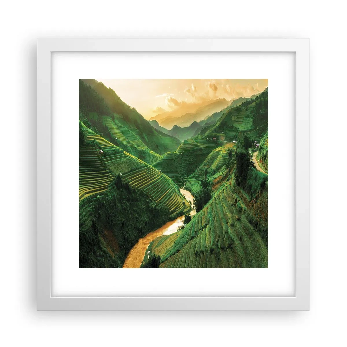 Poster in een witte lijst - Vietnamese vallei - 30x30 cm