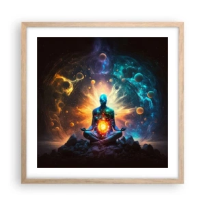 Een poster in een licht eiken lijst - Kosmische vrede - 50x50 cm