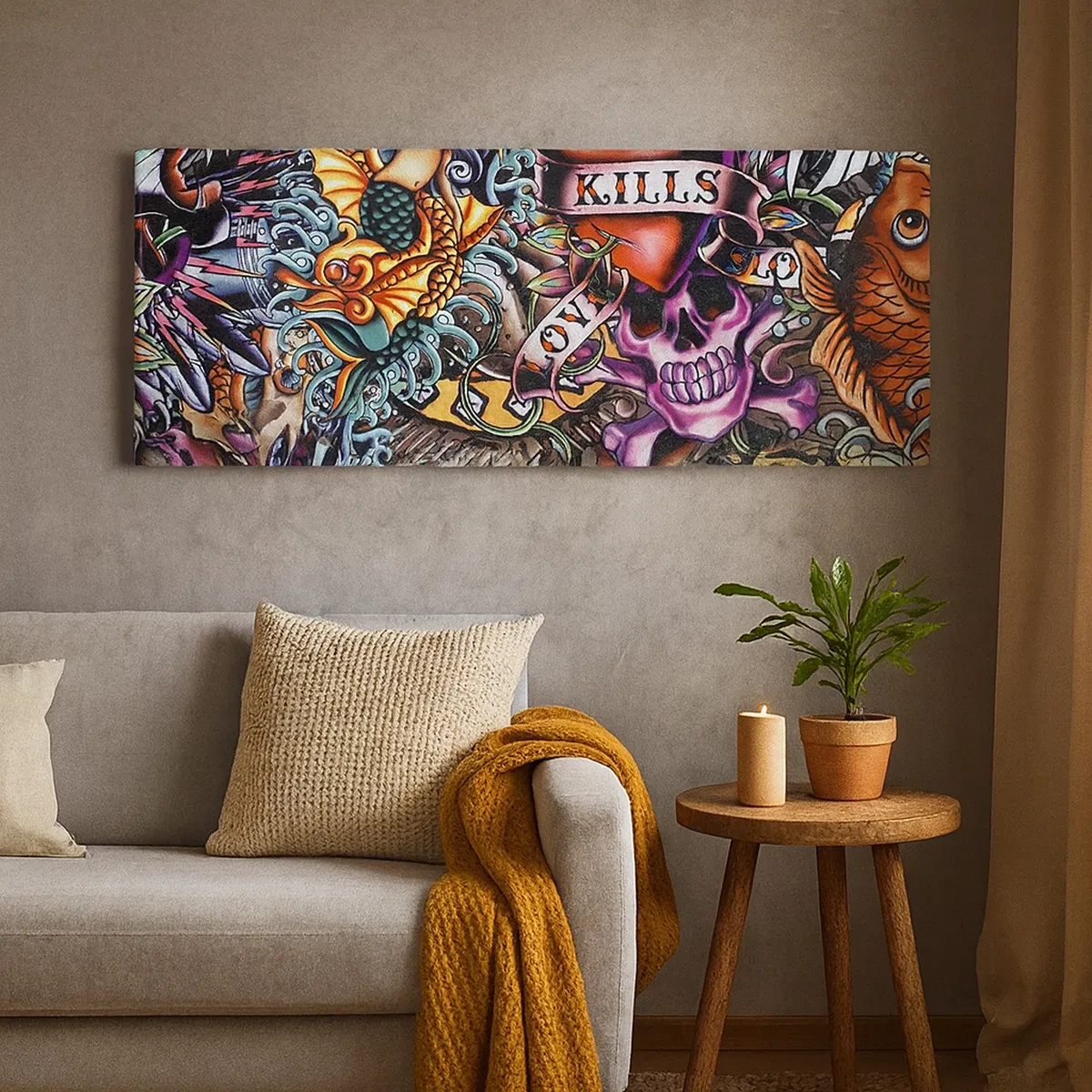 Schilderen op canvas - De droom van de tatoeëerder - 30x30 cm