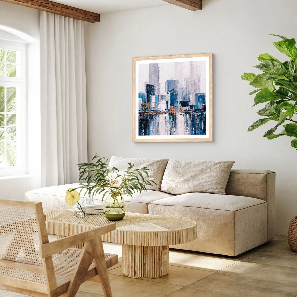 Een poster in een licht eiken lijst - New Yorkse impressie - 30x30 cm