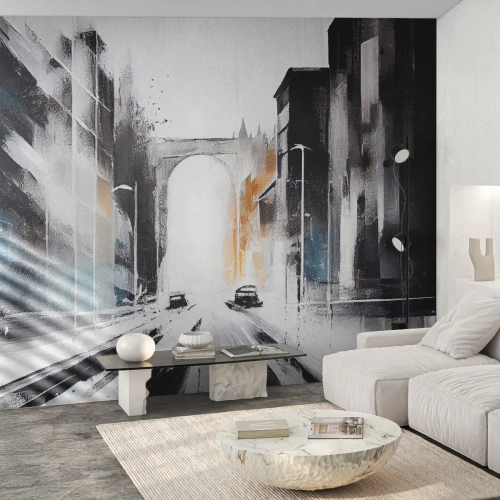 Fotobehang Standard Eco - Stadsstudie: architectuur en beweging - Architectuur, Landschap, Straat - 250x175 cm