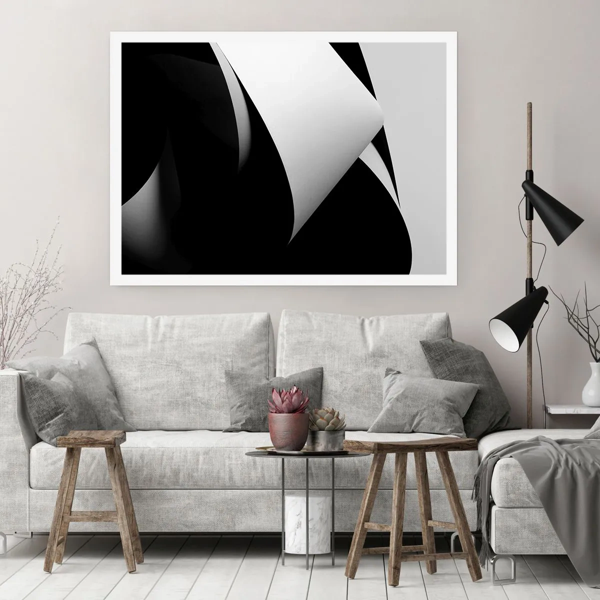 Poster - Lichtvlakken uit de diepten van de schaduw - 91x61 cm