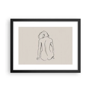 Poster in een zwarte lijst - Naakt meisje - 40x30 cm