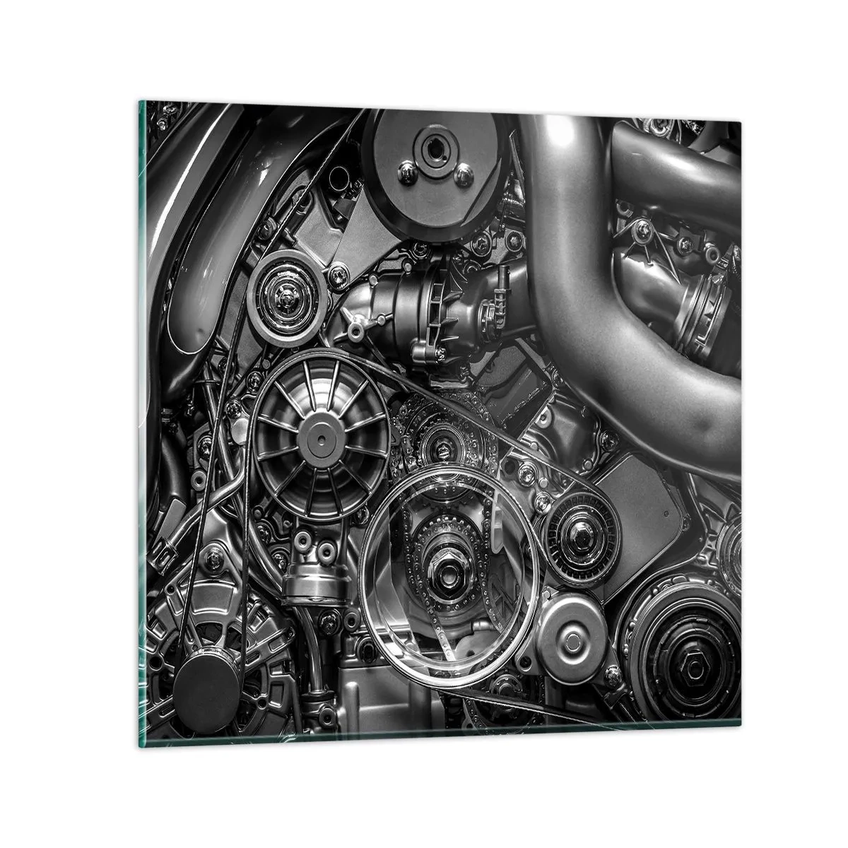 Schilderen op glas - De poëzie van mechanica - 30x30 cm