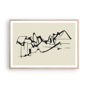 Een poster in een licht eiken lijst - Misschien een landschap - 100x70 cm