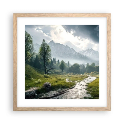 Een poster in een licht eiken lijst - Daarheen en terug - 40x40 cm
