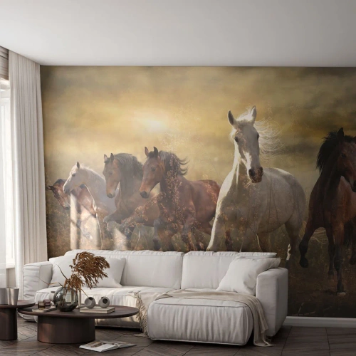 Fotobehang Standard Eco - Lang leve de vrijheid! - Dieren, Paard, Galop - 500x350 cm